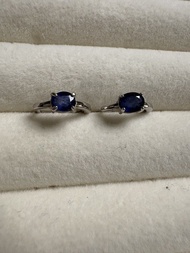 天然藍寶石耳環，耳扣 ，S925通體純銀 Natural Sapphire S925 Sterling Silver Hoop Earrings, earring,ring,rings,bracele