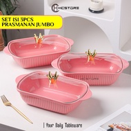 HCSTORE (SET OF 3) JUMBO Buffet Crown Glass Cover Ceramic side dish holder serving plate side dish p