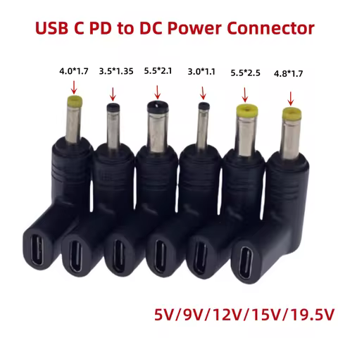 USB C PD to DC Power Connector Universal 5V 9V 12V 15V 19V TypeC to DC Jack Plug Charge Adapter Conv