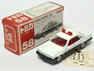 Jul 2026 最新優惠$249！itrea 日本製 車靚盒也美 Tomica 58 Nissan Cedric Police Patrol Car made in Japan 紅盒赤箱 Tomy 