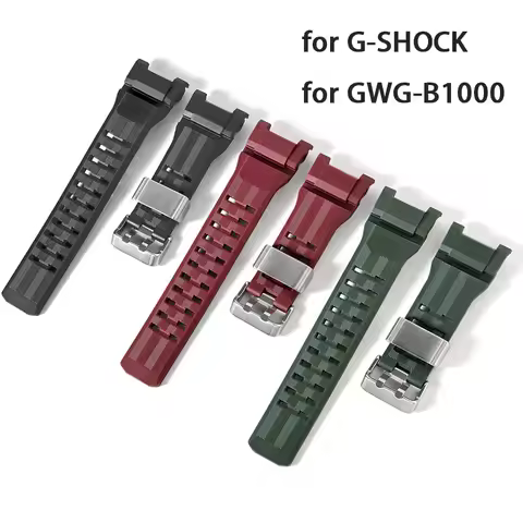 Watch Band for Casio G-SHOCK GWG-B1000 Resin Silicone Replacement Strap Steel Ring Waterproof Sport 