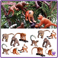 HEYFRIDAY 6PCS Lifelike Monkey Model Realistic Science  Educational Toys Simulation Gibbon Cubs