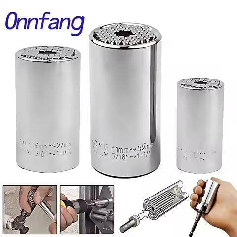 Onnfang 7-19/11-32mm Universal Ratchet Wrench Universal Socket Head, Household Socket Power/Hand Too