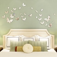 Mirror Wall Sticker DIY Butterfly Golden Sliver Three-dimensional Drawing