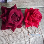 Lolita Rose Hair Clip Chain Bell Hand-Made diy Handmade Gay Hair Accessories Dark Dark Dead cos Comi