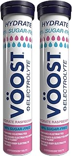 VOOST Hydrate 98% Sugar-Free Raspberry 20 Effervescent Tablets to Replenish Electrolytes (Pack of 2)