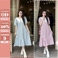 Office shirt maternity dress with fishtail shape and stylized neckline, luxurious and youthful Korea