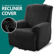 4 pieces Plush Velvet Recliner Sofa Cover 1 Seater Recliner Chair Cover Sarung Sofa Single 1 Seater 