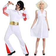 Ready Stock Halloween Costume COS Marilyn Monroe Costume Elvis Costume Skirt Wig Big Wave Performanc