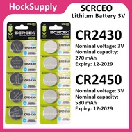 [5pcs $6.00] SCRCEO CR2430 CR2450 Lithium Battery 3V 2430 2450