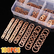 100/200PCS Car Oil Drain Plug Gaskets - M4-M14 Copper Pads Ring - High Temperature Resistant, Leak-P