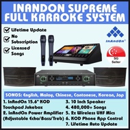INANDON SUPREME FULL KARAOKE SYSTEM WITH INANDON AMPLIFIER, 2X WIRELESS MICS, 10 INCH SPEAKERS, LIFETIME SONGS UPDATE (N