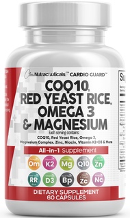 COQ10 200mg Red Yeast Rice 3000mg Omega 3 3000mg Magnesium Complex 500mg Niacin Zinc Vitamin K2 D3 -