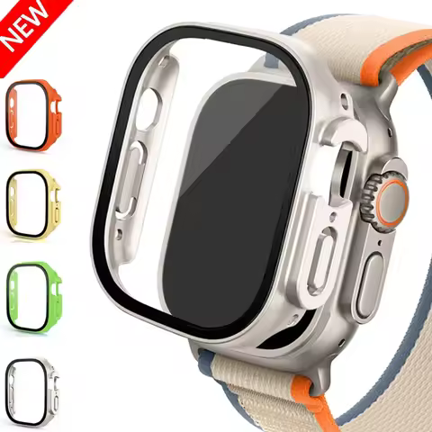 Cover For Apple Watch Ultra 49mm Case Accessories PC Shockproof Bumper+Tempered Glass Screen Protect