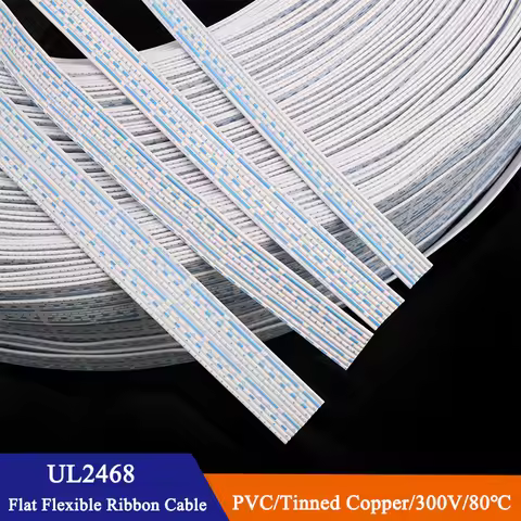 2/5/10M UL2468 Flat Flexible Ribbon Cable 24 26AWG 6P 7P 8P 9P 10P 12P 300V Extended Power Connect P