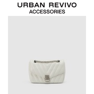 URBAN REVIVO ใหม่ผู้หญิงอุปกรณ์เสริมแฟชั่น V ลายกระเป๋า AW04TG3N2002 White