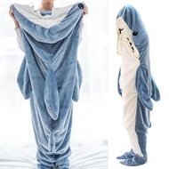 Autumn Winter Womens Cute Cartoon Shark Pajamas Flannel Thickened Warm Shark Home Pajamas