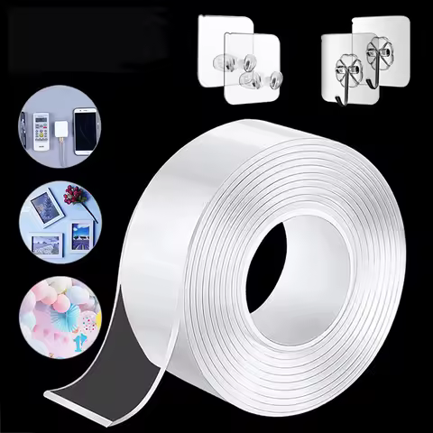 1M/2M/3M/5M Double-sided Nano Tape Double Sided Tape Transparent NoTrace Reusable Waterproof Adhesiv