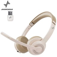 JIAMQISHI Wireless Headset AI No Cancelling Mic Bluetooth V5.2 Headphones with USB Dongle for Call C