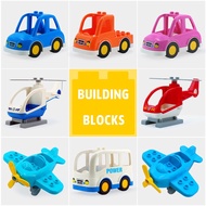 Compatible with Lego duplo Traffic Vehicle Car Model Big Building Blocks Airplane Engineering Truck Compatible Big Size Brick Accessories Toy Children Gift FMHP