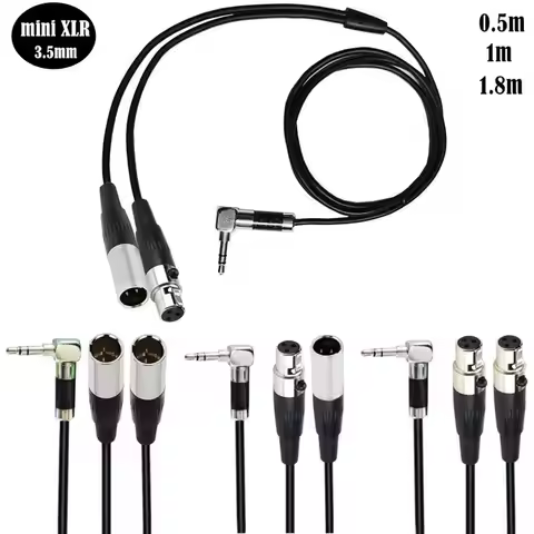 1/2 3.5mm Dual Audio Mini XLR 1/8 "TRS To 3-Pin Mini XLR Headphone Audio Cable