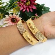 Matt Gold Ethnic Indian Bangles AD Stone - Set of 2 | Artlah Gelang Tangan | Indian Bangles