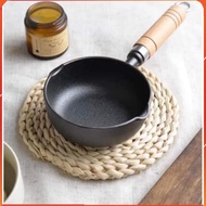 Monolithic Cast Iron Pan - Deep Iron Pan With Wooden Handle size 13cm