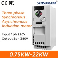 220V ถึง380V VFD 0.75KW-22KW อินพุต1Phase เอาต์พุต220V 3ph มอเตอร์สามเฟส380V ความถี่ตัวแปรอินเวอร์เต