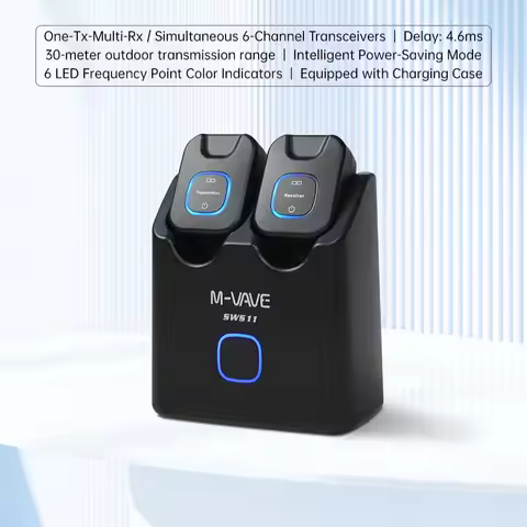 M-VAVE SWS11 Wireless Guitar System 5.8GHz Rechargeable Transmitter Receiver Set 6 Signal Channels 4