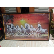 7 white horse painting wall decoration plus 100x50cm frame