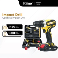 Riino Elektrik Tanpa Wayar Gerudi Impak Drill Set (21V) Extra Free Gift Set - CD05