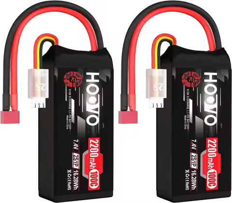 HOOVO 2S RC Battery 2200mAh 100C 7.4V Shorty RC Lipo Battery with T Connector for RC Airplane Quadco