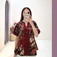 Batik Jessie Blouse Batik / Baju Atasan Batik Wanita Lengan Pendek
