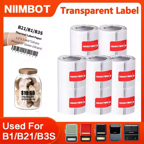 Niimbot B1/B21/B203 Transparent Label Paper Mini Printer Thermal Round/ Square Sticker Self Adhesive