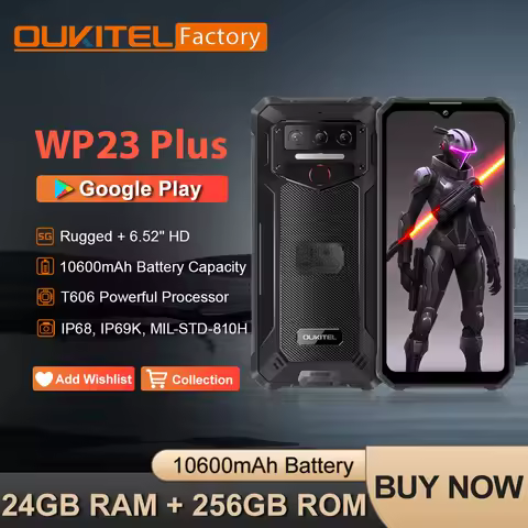 OUKITEL WP23 Plus Waterproof Smartphone 24GB+256GB 10600mAh Battery 6.52-inch Screen Android 14 Phon