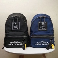 Marc Jacobs雙肩包 女生織物黑色雙肩包 mj尼龍布帆布配皮雙後背包 男女同款休閑運動大容量旅行包 時尚學生書包