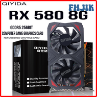FHJIK Qiyida การ์ดจอ AMD RX580 8G สำหรับ GDDR5 GPU RX 580 8GB 256Bit 2048SP คอมพิวเตอร์ GPU RX5808G