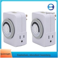 [quietnight.ph] US Plug, 2Pcs 24-Hour Outlet Timer with 2 Grounded Outlets Timer Plug for Electrical