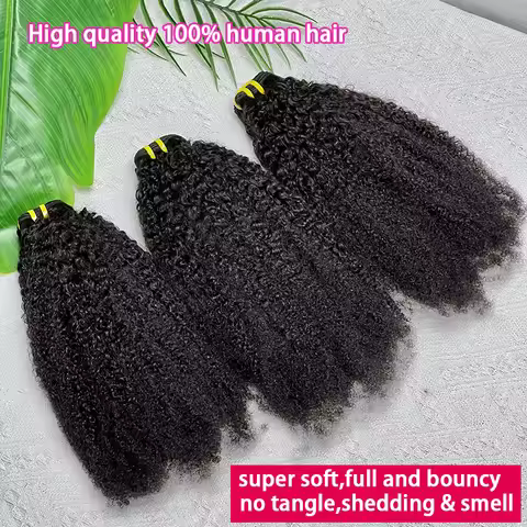 Unprocessed 4C Afro Kinky Curly Human Hair Bundles 4B 4C 100% Raw Virgin Human Hair Extensions For W
