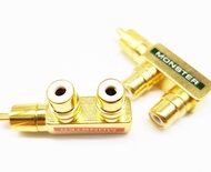 Đầu jack chia AV/RCA/Video 1 ra 2 Monster (Vuông góc - 2 chiếc)