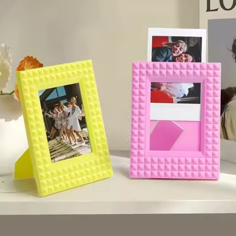 1PC Colorful Rivet Polaroid Photo Frame Stand up Creative Star Small Card 3-inch Photo Frame Set Pla