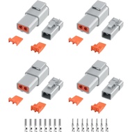 32 PCS Deutsch DTP Connector Kit 2 Pin Automotive Waterproof Connectors 4 sets with Size 12 Stamped 