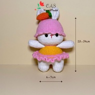 [Có sẵn] Thú bông mini handmade thỏ dễ thương bằng len cotton milk 125g đáng yêu cho bé
