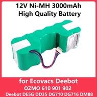 (Ready Stock)DE55 12V Ni-MH 3000mAh Battery Replacement for Ecovacs Deebot OZMO 610 901 902 and Deebot DM88 DE5G DD35 DG710 DG716 Robotic Vacuum Cleaner Battery Parts Accessories