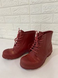 Hunter紅色綁帶雨靴