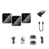 Wireless Noise Canceling Microphone System Portable Collar Clip Microphone Podcast Video Recording