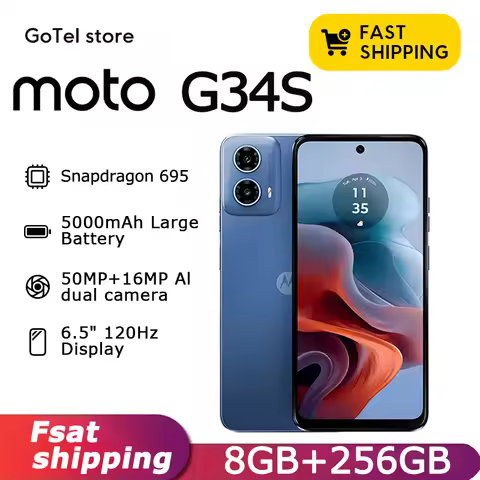 Motorola G34S Android 14 Dual Global ROM Smartphone 6.5" HD+ Display 5000mAh Battery 8GB+256GB 50MP 