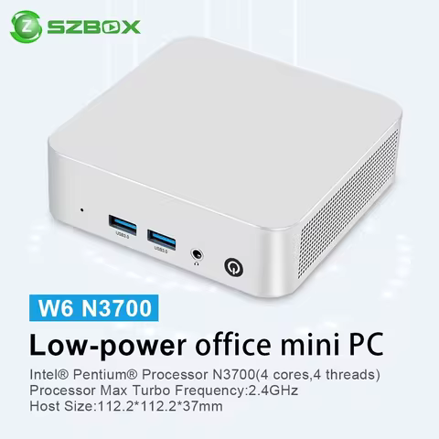 SZBOX W6 Intel N3700 Mini PC DDR 2*SATA SSD Wifi BT Pocket Office Computer Wins10