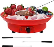Electric Fondue Pot Set for Chocolate and Cheese Chocolate Fondue Kit with Dipping Forks, Temperature Control, 9-ounce Detachable Bowl, for Chocolate Melts Cheese Melts, Red