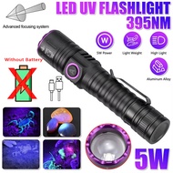 365/395nm UV Flashlight Zoom 5W Type C USB Rechargeable Black Light for Resin Curing Pet Urine Detec